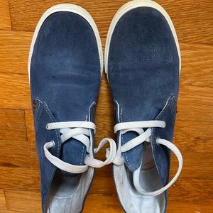 Blue suede leather sneakers made in Italy